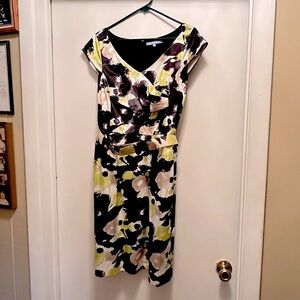 ANTONIO MELANI Black and Cream Floral Midi Dress